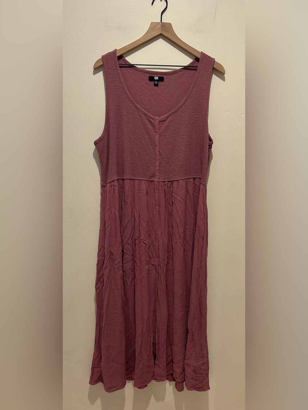 Frye Button Front Sleeveless Long Midi Dress in Mauve Dark Pink - Women’s XXL